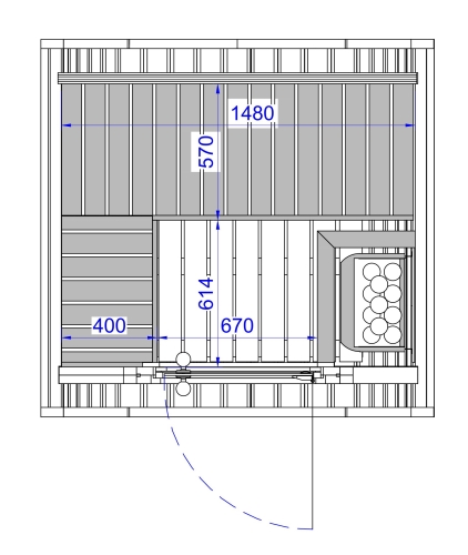 Abmessungen Mini-Sauna